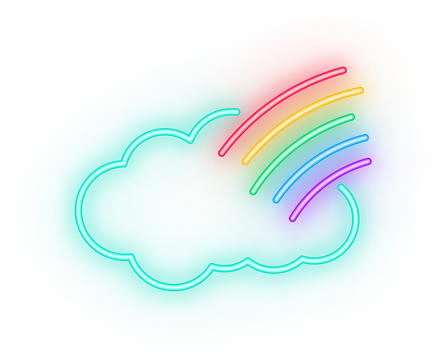 Neon Rainbow and Cloud