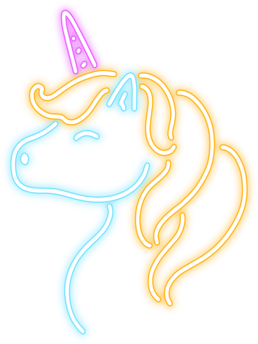 neon glow unicorn head illustration